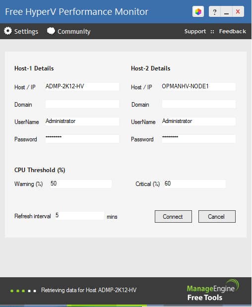 ManageEngine Monitoraggio prestazioni Hyper-V gratuito