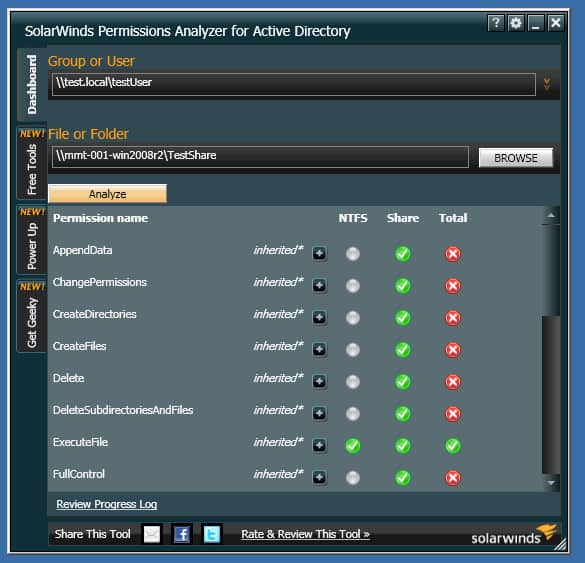 Analizzatore di autorizzazioni SolarWinds per Active Directory I migliori strumenti di Active Directory