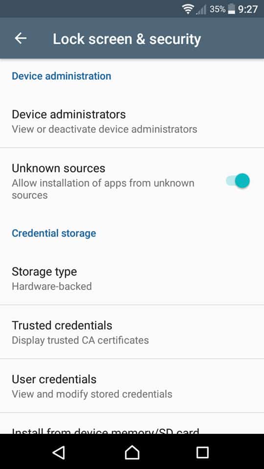 Android permite fuentes desconocidas