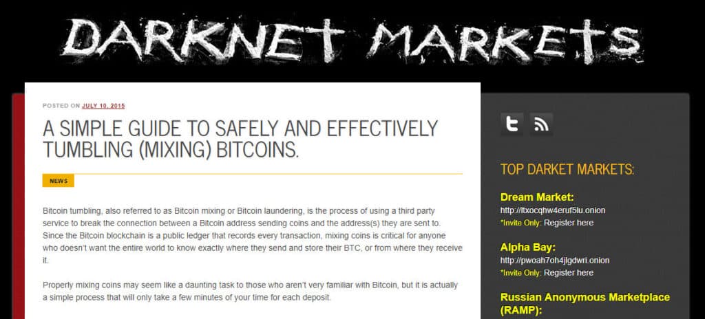 captura de pantalla de los mercados darknet