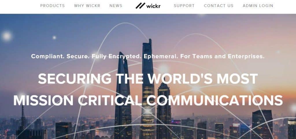 El sitio web de Wickr.