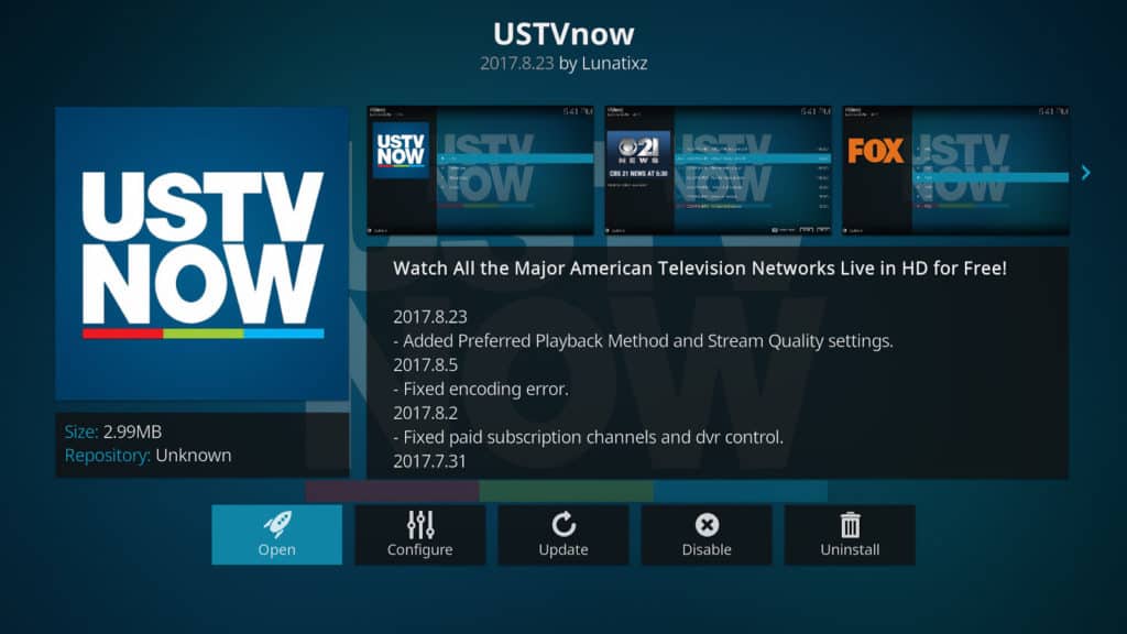 USTV Now Kodiアドオン