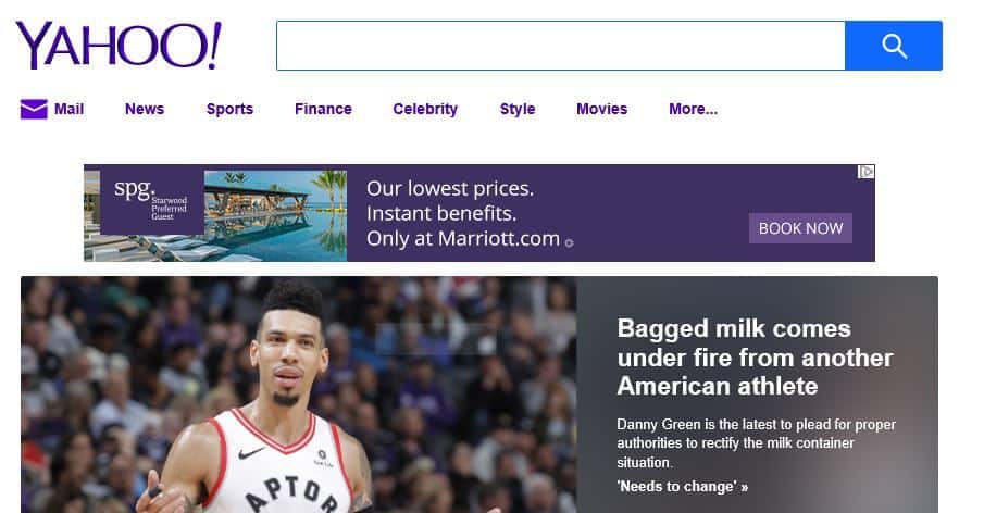 Página de inicio de Yahoo.