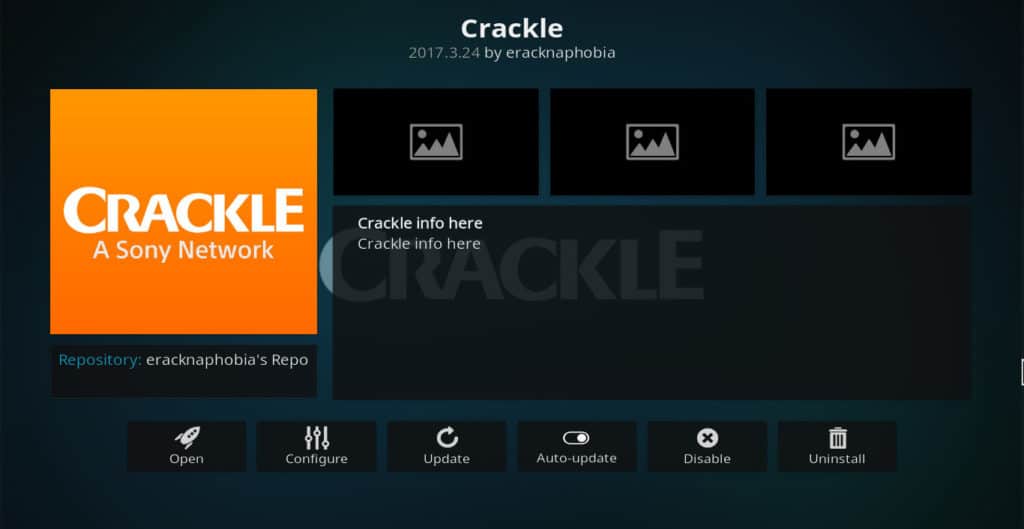 Installiere das Kodi Crackle Addon