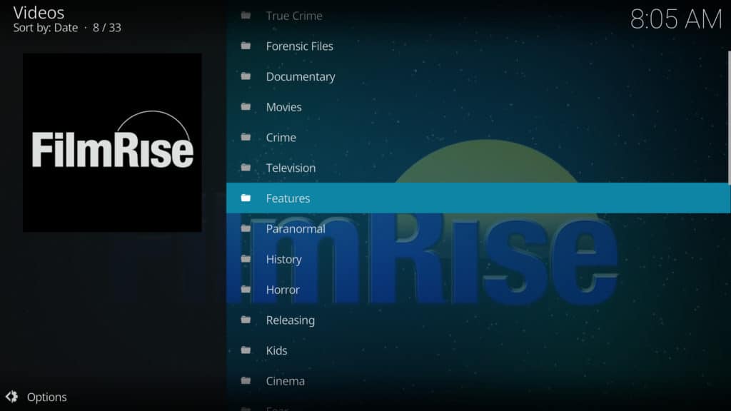 FilmRise - YouTube-Hauptbildschirm