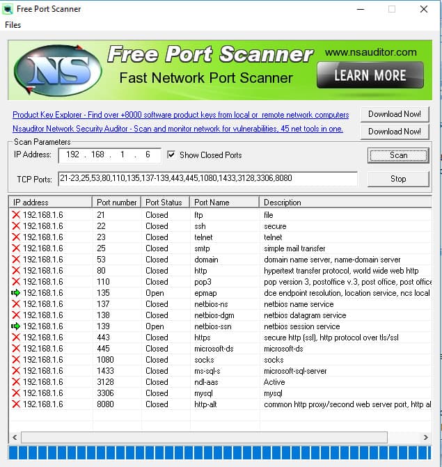 Scanner de port gratuit