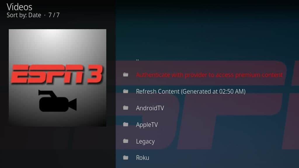 Complemento ESPN 3 Kodi - Configurar 2