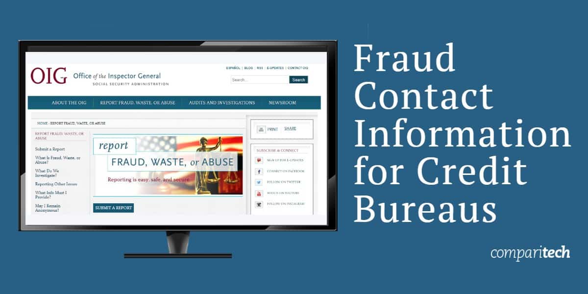 Informações de contato de fraude para agências de crédito