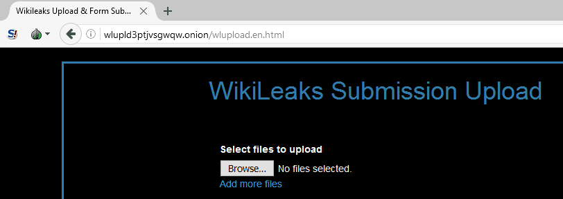 barra de URL do wikileaks do navegador tor