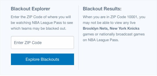 NBA League Pass Blackout Explorer