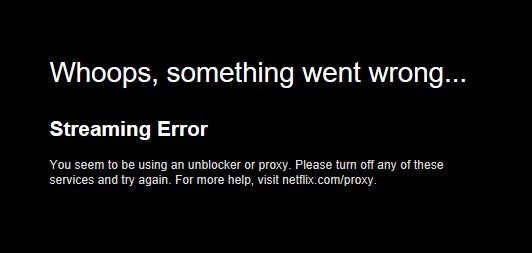 Un error de proxy de Netflix.