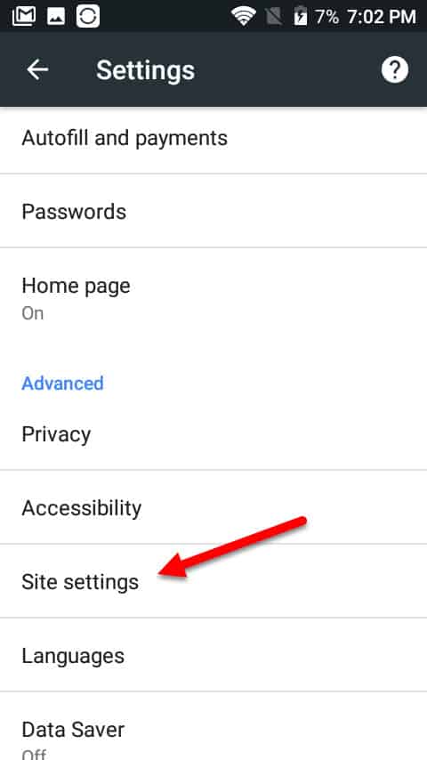 android site settings clear