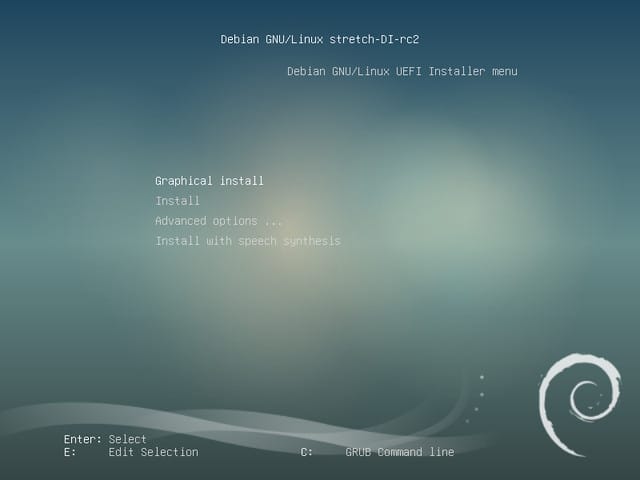 Captura de pantalla de instalación de Debian