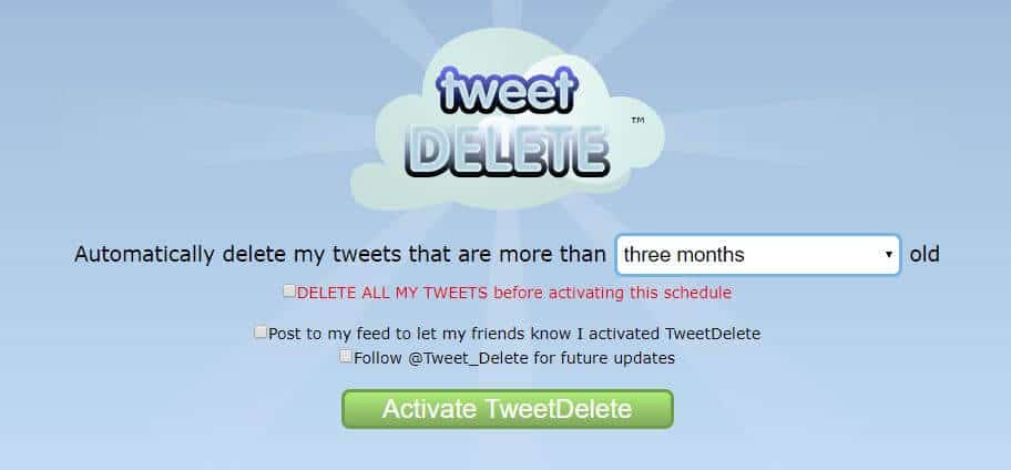 TweetDeleteページをアクティブにします。
