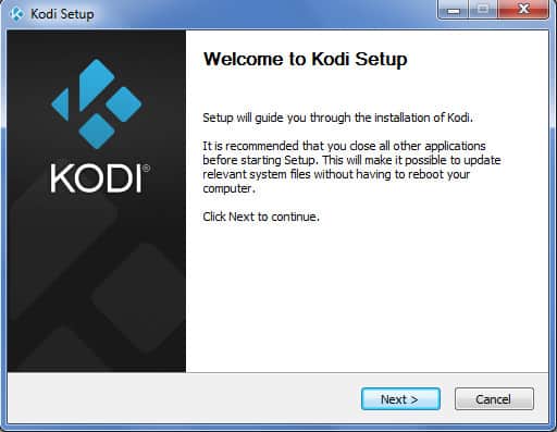 Schermata di configurazione di Kodi 1