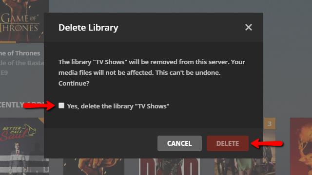 Plex Server - Bibliothek entfernen 3