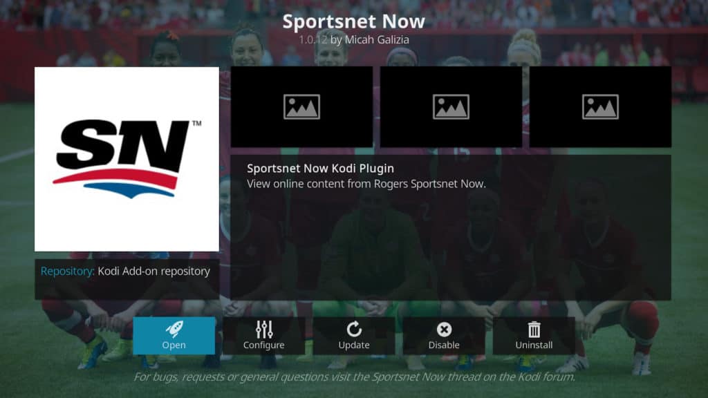 Complemento oficial de Sportsnet Now Kodi