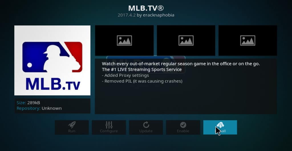 Instalación de MLB.tv Kodi