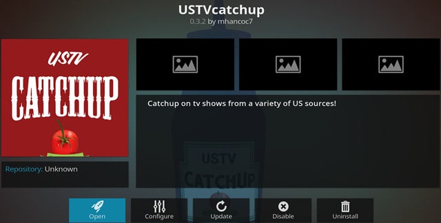 Kodi USTVキャッチアップアドオンメイン