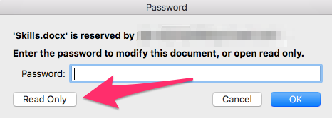 MS Word inserisci la password in sola lettura