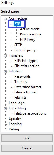 FileZilla Connection FTP