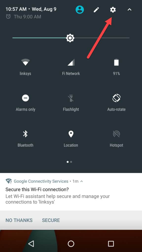 icono de configuración de Android