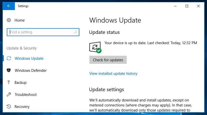 Windows Update画面。