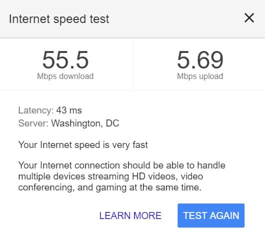 test di velocità di google internet
