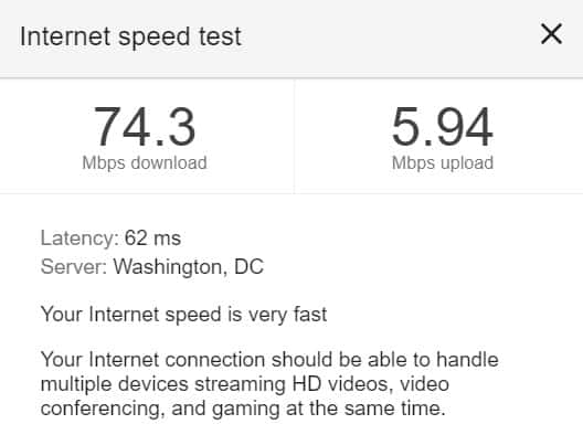 velocidade da internet