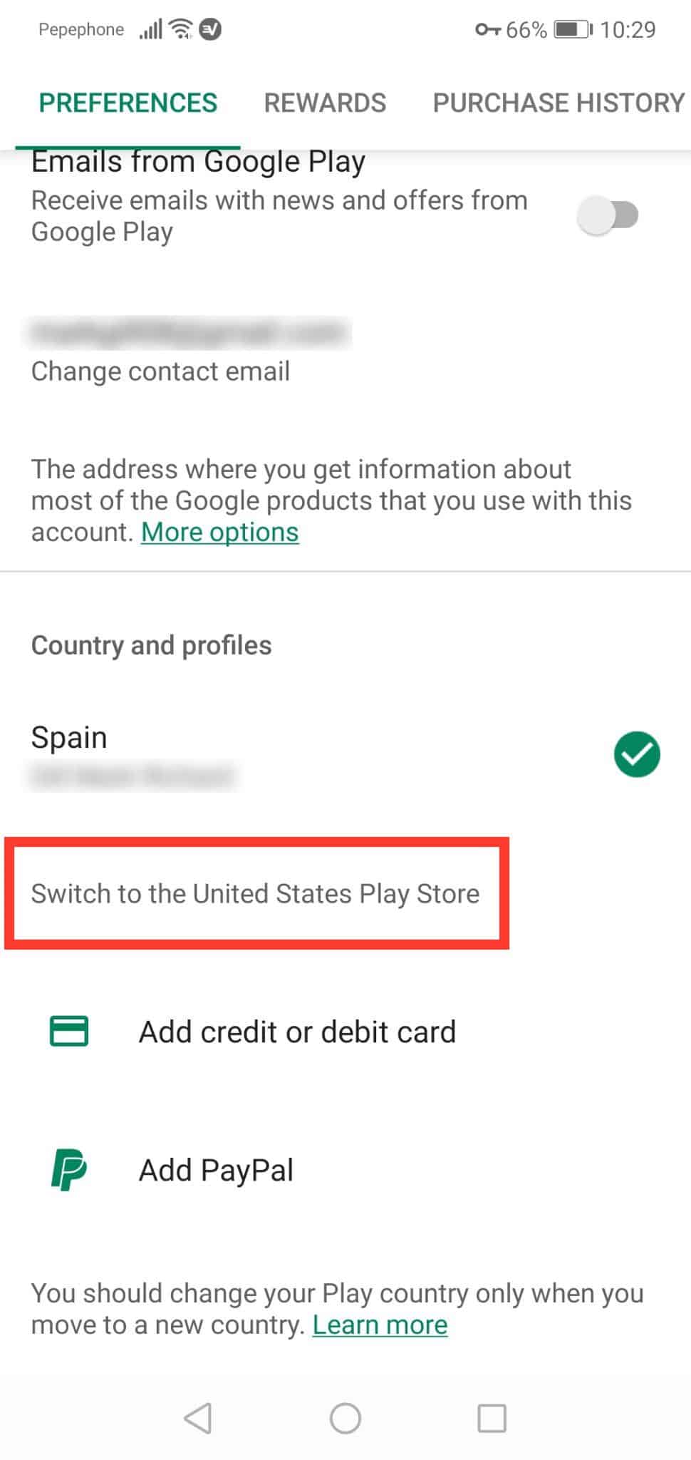 Tienda de interruptores de Google Play