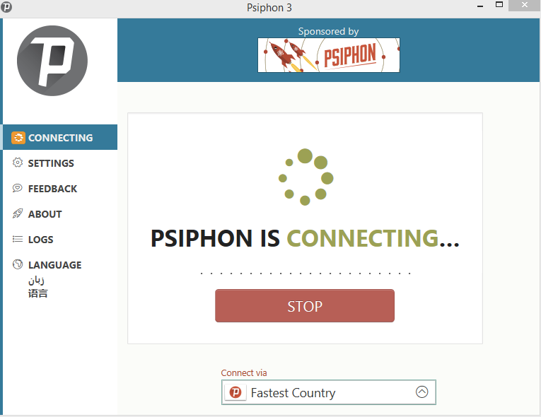 Conexão Psiphon para Windows