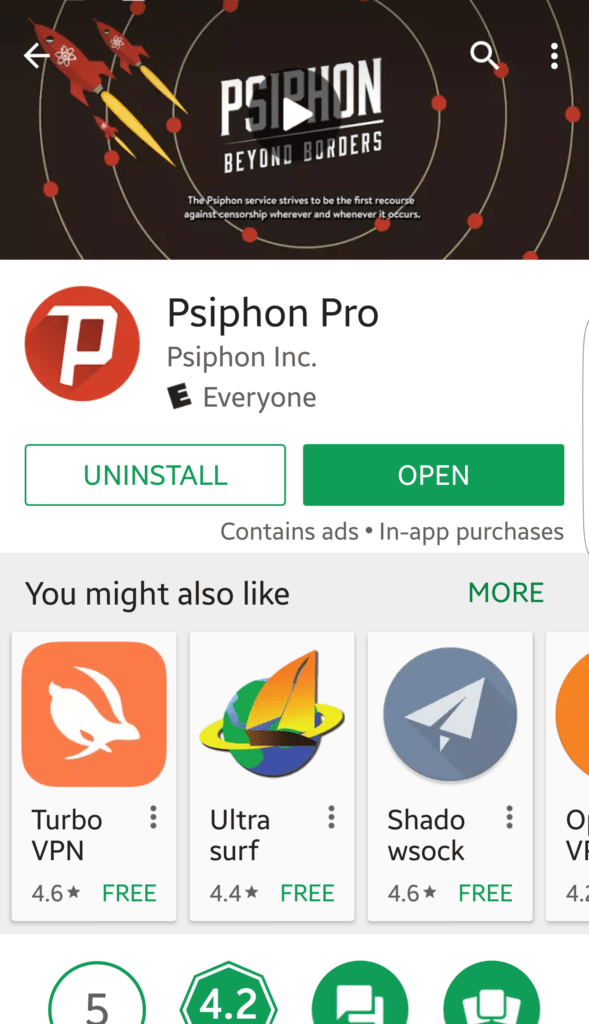 Download di Psiphon da app store