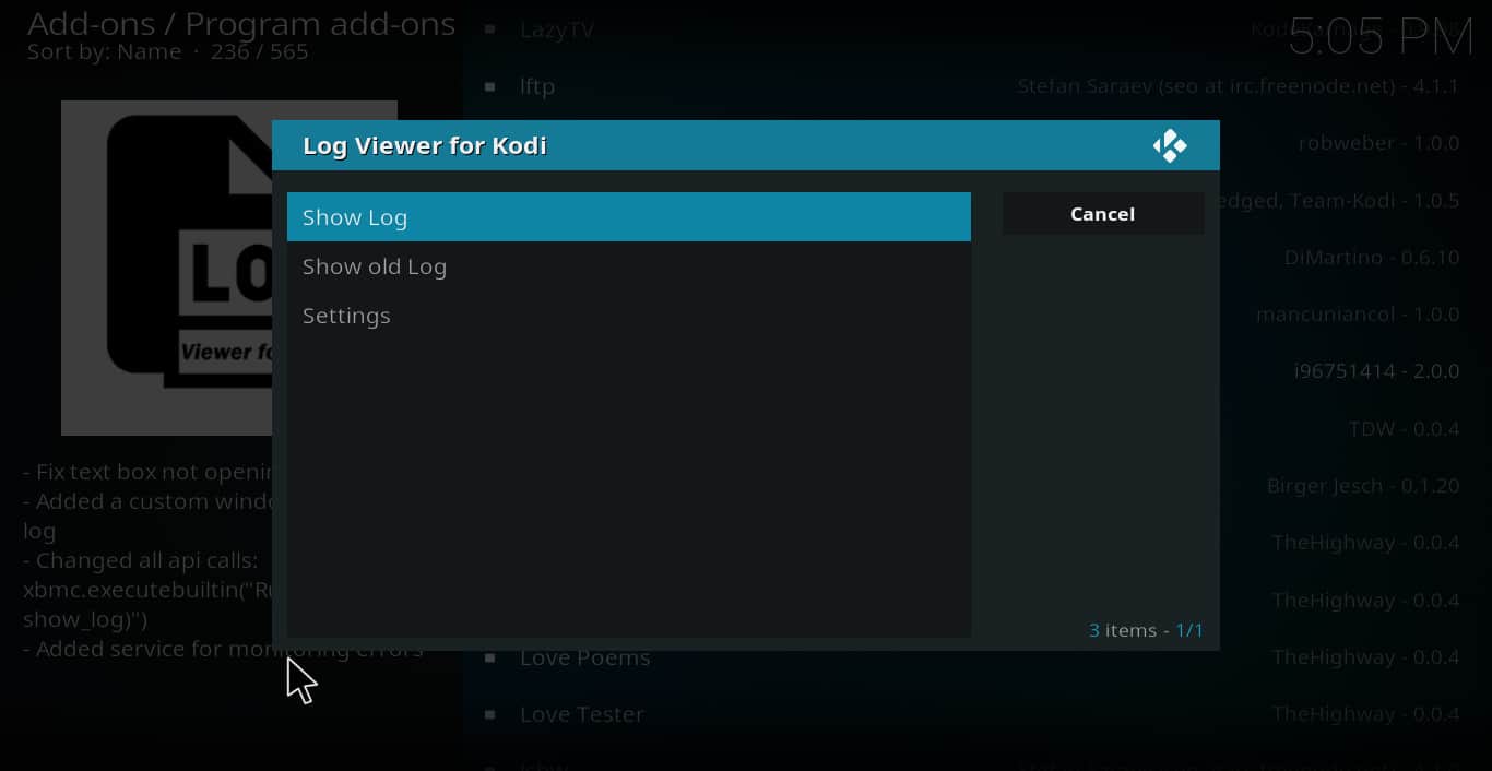 Cómo ver los archivos de registro de Kodi