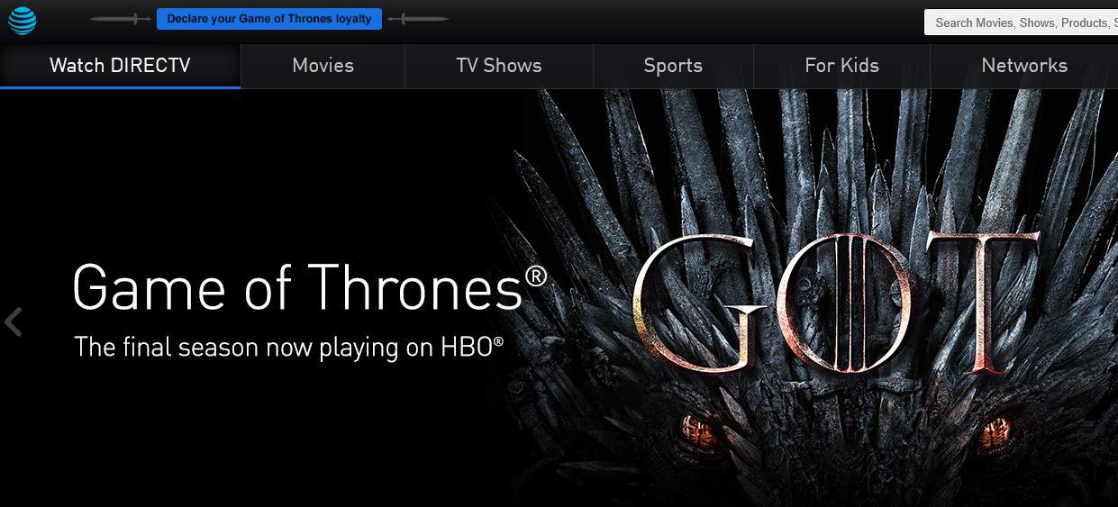 DirecTV Now Game of Thrones