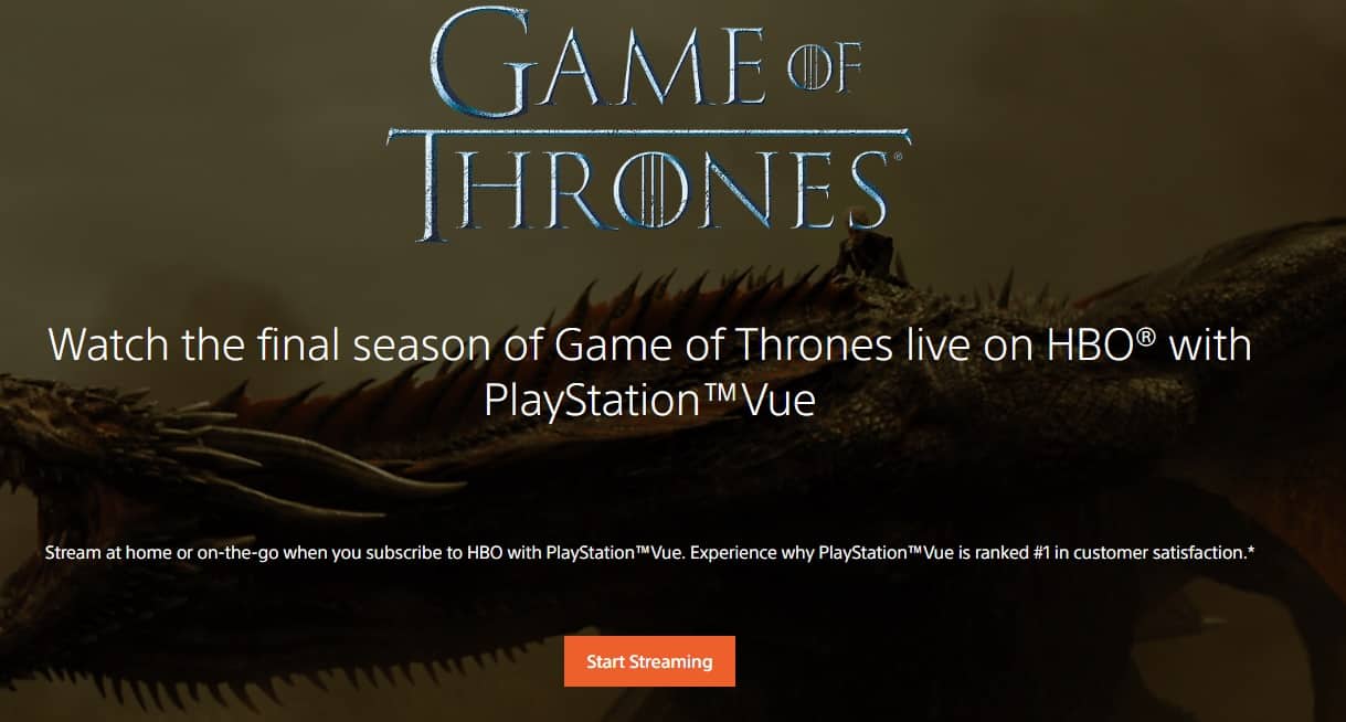 Jogo dos Tronos do PlayStation Vue