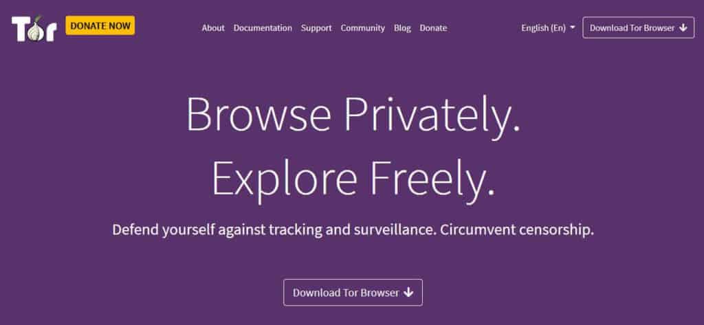 Die Tor Browser Homepage.