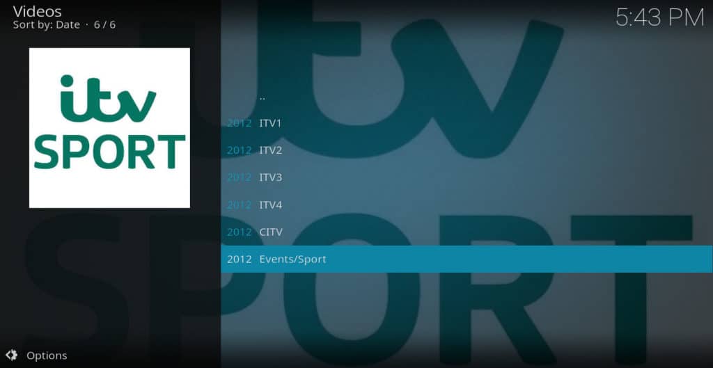 iTV-Kanalmenü