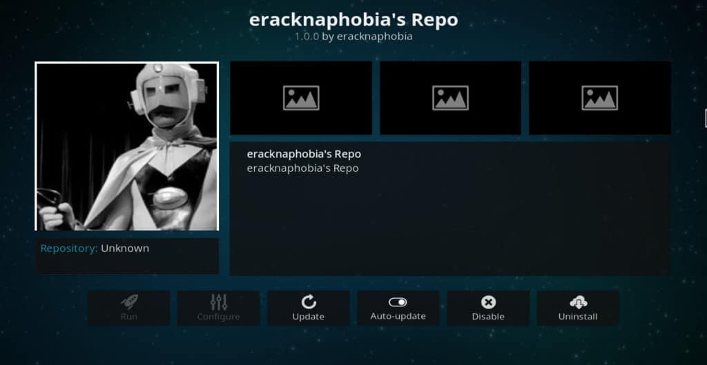 pantalla de información del repositorio de eracknaphobias