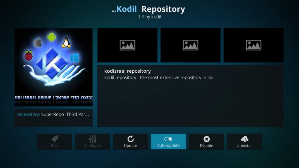 Bildschirm zur Installation von Kodil Kodi Repository