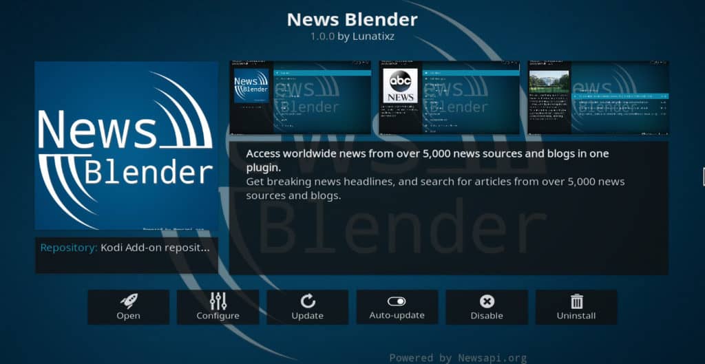 Notícias Blender Kodi addon