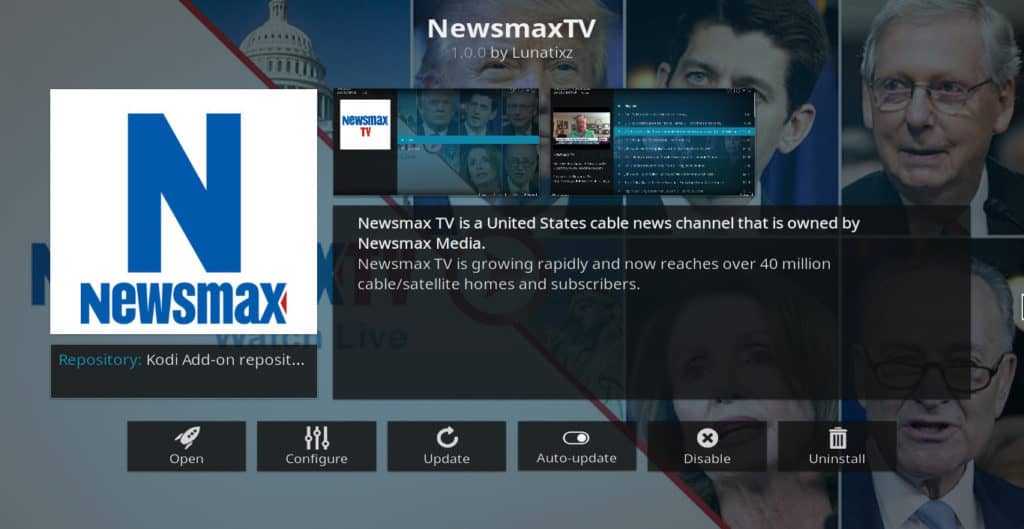 Newsmax TV Kodi addon