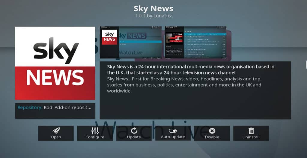 Sky News Kodi-Addon