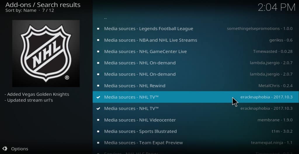 Module complémentaire NHL.tv Kodi: Comment installer NHL.tv pour Kodi