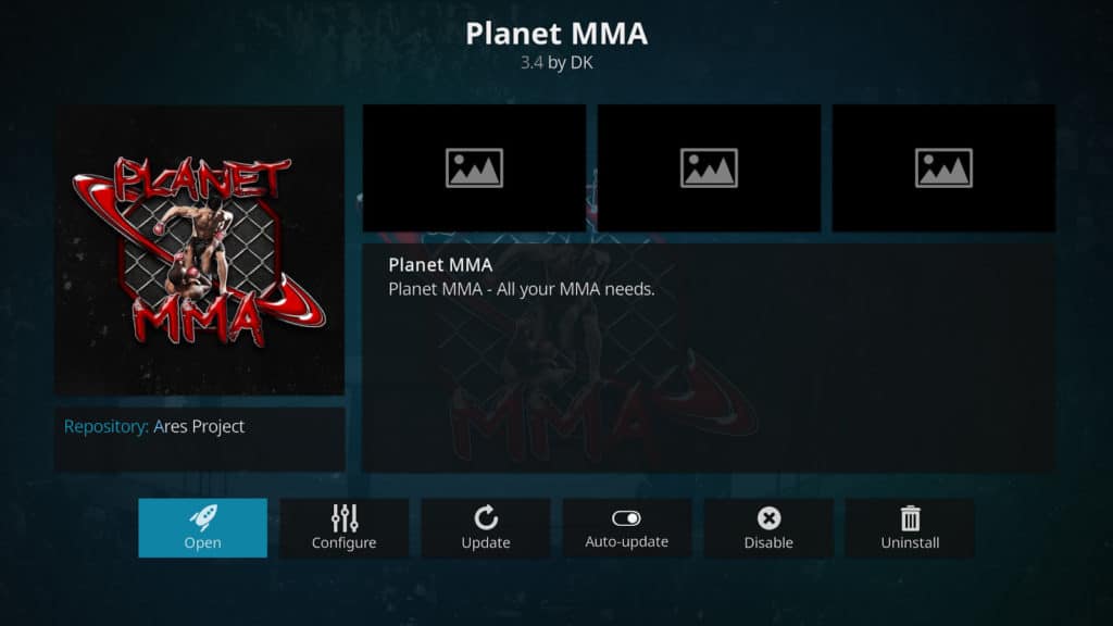 Module complémentaire Planet MMA Kodi