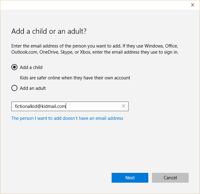 Windows 10子帐户