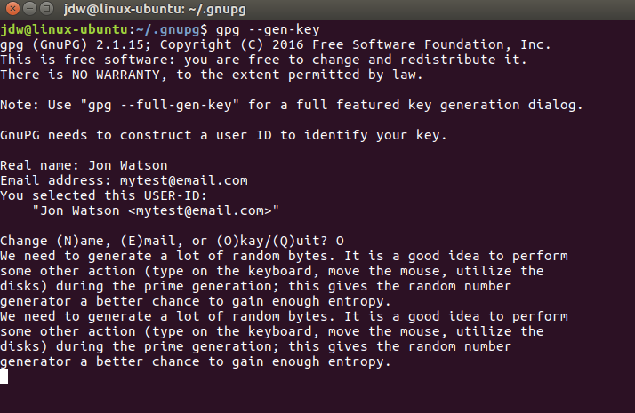 Ubuntu GPG generación de claves y entropía