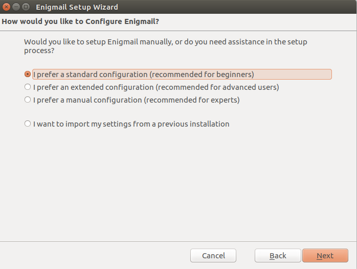 Ubuntu configure enigmail 2