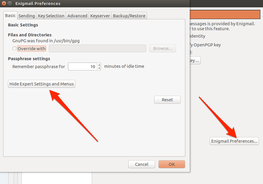 Opciones de preferencias básicas de Ubuntu engimail