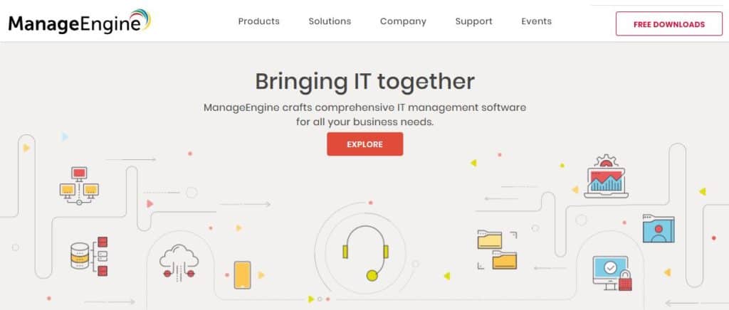 ManageEngine移动设备管理器Plus主页。