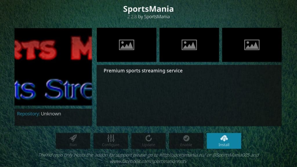 Module complémentaire SportsMania Kodi